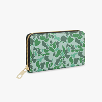 Pochette longue zippée sur mesure à motif camouflage créatif pour femme en cuir PU, porte-cartes multicouche, rangement pour espèces, accessoire de poche