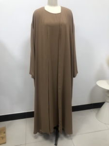 OEM/ODM Color puro tela hendidura puño lactancia vestido interior estilo modesto fuera reversible abaya con bufanda - Product Image 4