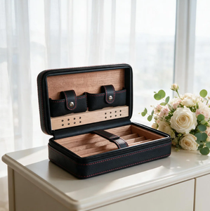 Vanace Premium Leather Cigar <b>Storage</b> Box with Cedar Wood Lining Hygrometer and Humidifier - Product Image 1