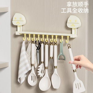 Multifunctional Storage Rack With Suction Cups 10 Hooks Wall Mounted Punch Free Kitchen Spoon Organizer - Product Image 4