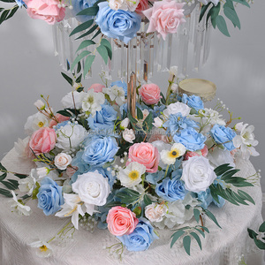 Bianco <span class=keywords><strong>blu</strong></span> <span class=keywords><strong>rosa</strong></span> e viola oggetti di scena da sposa fiori runner composizioni di fiori centrotavola matrimonio e decorazioni da tavola - Product Image 5