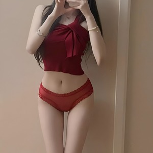 Tanga de encaje sexy de talle bajo, seductora, con aberturas, ropa interior femenina, bragas sexys que no necesitan quitarse - Product Image 2