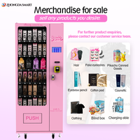 Distributeur automatique de beauté Zhongda avec conception personnalisée intelligente, autocollants, faux cils roses, mèches de cheveux, perruques, fonction SDK et paiement par carte
