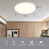 Plafonnier LED à montage en surface, design moderne, température de couleur 3000K/4000K/6500K pour l'éclairage intérieur de la maison, du bureau et de l'hôtel