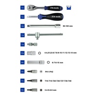 37PCS 1/4 "Dr. Juego de herramientas mecánicas de 72T, kit de llaves de tubo, más herramientas manuales