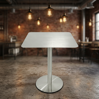 Table de salle à manger ronde en acier inoxydable de style industriel pour salon de thé, café extérieur – Montage requis, mobilier simple pour la maison
