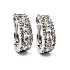 Boucles d'oreilles créoles personnalisées de haute qualité en or blanc 18 carats avec diamants naturels, style occidental traditionnel, pour femmes, vente en gros à Hong Kong - Product Image 2