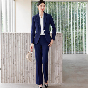Women's Single Button Suit Set Polyester Worsted Anti-Wrinkle Office Lady Autumn Long Sleeve Formal Work Uniform - Product Image 1