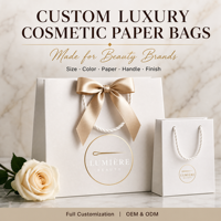 Sac en papier blanc de luxe pour magasins de vêtements, emballage de bougies, poignée à nœud doré, personnalisation complète, écologique, cadeau de mode haut de gamme