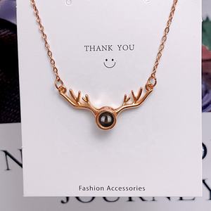 Collana di corna di cervo placcata in <span class=keywords><strong>oro</strong></span> collana personalizzata per foto di proiezione di luce foto Shopify collane personalizzate per ragazze - Product Image 4