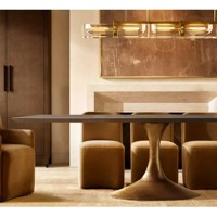 Table à manger rectangulaire en chêne massif Aero - Meuble d'intérieur moderne et stable pour appartement et hôtel