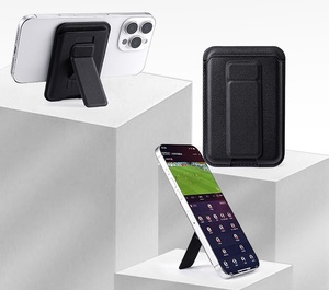 Simple and Durable Magnetic <b>Suction</b> Stand Mobile Phone Card Slot Wallet Holder Business Ceredit Card Pocket PU - Product Image 6