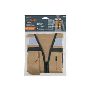 Gilet da brigadiere Master con 12 unità con bande riflettenti, colore beige - Product Image 1