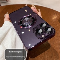 Coque de téléphone magnétique antichoc en TPU transparent électrolytique de luxe pour 15 Pro Max/14/13 avec protection de film d'objectif