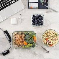 Stockage en verre borosilicate, boîtes à lunch Bento sans BPA, ensemble de récipients de préparation de repas en verre avec couvercles