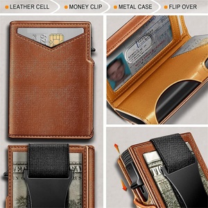 Boshiho Customized <b>RFID</b> <b>Blocking</b> Genuine Leather Men's <b>Wallet</b> Minimalist Fashion Credit Card Holder Custom Logo Business Card - Product Image 3