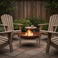 YIJIE Brasero Rustique d'Extérieur à Bois, Barbecue en Acier Inoxydable Thermolaqué, Sans Fumée, pour Jardin, Patio, Camping, Table