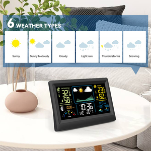Emaf sử dụng nhà Dự báo ẩm kế điện tử nhiệt độ độ ẩm Màn hình <span class=keywords><strong>LCD</strong></span> kỹ thuật số Trạm thời tiết đồng hồ cho phòng khách - Product Image 4