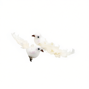 Uccello Decorativo Ilan con Morsetto 15cm Bianco per Decorazione Casa - Product Image 2