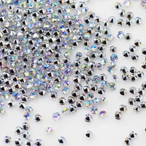 Brilhante AB Apontado Prego Strass Apartamento de Volta Pedra De Diamante De Plástico Unhas Adesivos Não Hotfix Strass Diamante