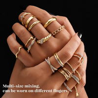 Bague de mariage tendance pour femme, double couche, plaquée or, acier inoxydable, incrustation de zircon, étanche, cadeau