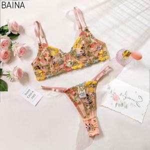 Set Lingerie bordir bunga seksi Bra dan celana Thong - Product Image 6
