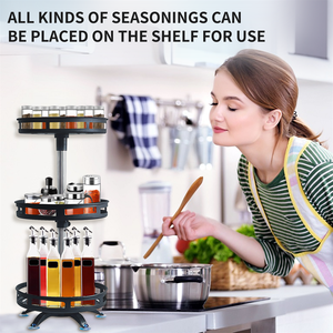 Support de rangement rotatif à 360° en acier carbone pour épices et boîtes – Antidérapant – Optimisation de l'espace de cuisine – Vente en gros - Product Image 6