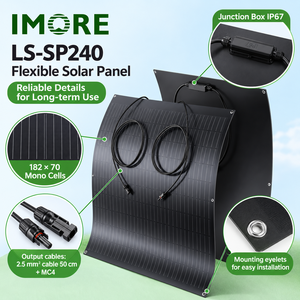 Panneau solaire monocristallin flexible 240W, 3,70 kg, module léger et pliable pour caravane, camping-car, yacht, camping et toit courbé - Product Image 1