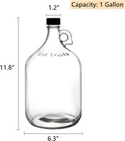Bouteilles en verre de 1 gallon, grande jarre de fermentation avec poignée et bouchon, bouteille d'eau de 128 oz avec couvercle hermétique pour jus, lait, eau
