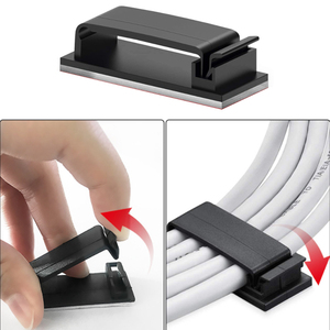 Black <b>Cable</b> Organizers Wire <b>Clips</b> Cord Holder <b>Cable</b> Management Wire Organizer <b>Clips</b> With Strong Adhesive - Product Image 4