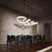 Lampu Gantung Nordic Customized Lights Alabaster untuk Meja Makan Hotel, Lampu Gantung Marmer Bentuk Tidak Beraturan