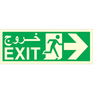 Adesivo Segnaletico di Sicurezza Fotoluminescente Arabo degli Emirati Arabi Uniti, Luminoso al Buio, per Avvertenze di Uscita - Product Image 1