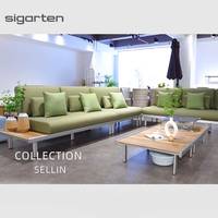 sigarten Ensemble de mobilier de jardin haut de gamme pour villa moderne, résistant à l'eau, avec canapés d'angle en L et foyer extérieur