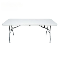 Table pliante en acier avec plateau en verre trempé de 72 pouces (180 cm) et chaise en plastique pour mariage, banquet, salle à manger, hôtel - Étanche