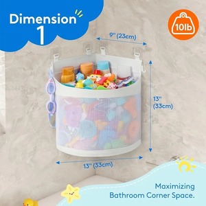 Organizador de Baño Colgante de Esquina de Gran Capacidad con Malla para Juguetes de Bañera - Con 4 Ganchos Adhesivos - Product Image 2
