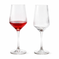 Verre à vin rouge en cristal sans plomb SUNYO avec logo personnalisé, verres à pied côtelés pour bar à domicile, mariage, fête, vaisselle élégante et transparente