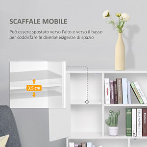 HOMCOM Estantería Multifuncional con 2 Puertas de Madera 80x23,5x123cm, Color Blanco - Product Image 4