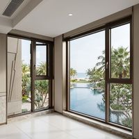 Ventanas de Aluminio con Triple Acristalamiento Aislante HUACAI, Apertura Horizontal, Pantalla de Acero Inoxidable, para Dormitorio y Sala de Estar, Aislamiento Térmico