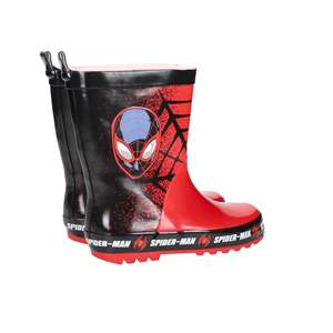 Stivali da pioggia per bambini Spider-Man, rossi e neri, a taglio basso con maniglia di trascinamento per ragazzi - Product Image 5