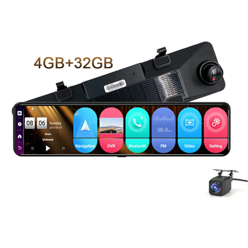 12 inç 4G WIFI Dashcam GPS Navigator 4 + 32GB Android 8.1 sürüş kaydedici 1080p mobil uygulama uzaktan izleme dvr dikiz aynası