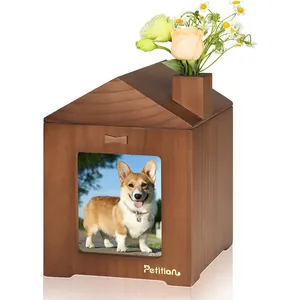 Grande vendita unica scatola di ceneri di legno cofanetti funerari con cornice per foto personalizzata monumento urne per animali domestici tubo di dispersione