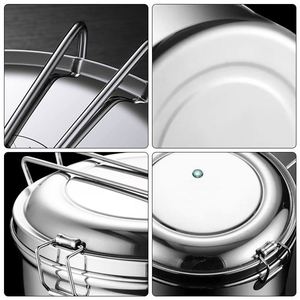 304 Stainless Steel Food Containers Sealed Metal <b>Lunch</b> Portable Camping Picnic Bento Box <b>Set</b> for Outdoor Adults - Product Image 4