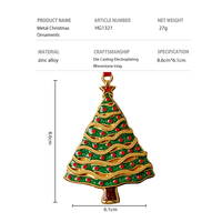 Adornos Metálicos para Árbol de Navidad, Aleación de Zinc, Dorados con Pedrería, Decoración Colgante para Árbol de Navidad, Regalo Festivo con Cinta Roja