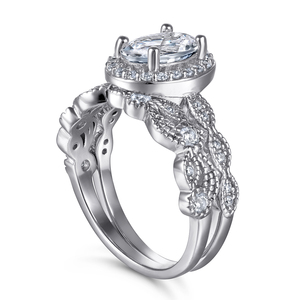 Wholesaler Women's 925 Sterling silver Rose Gold Plated Prong Setting Oval Cut Clear 1.5ct CZ Diamond Frame Engagement <b>rings</b> - Product Image 3