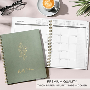 En gros fait à la main personnalisé fleur feuille d'or impression A5 couverture rigide or spirale <span class=keywords><strong>2023</strong></span> hebdomadaire planificateurs quotidiens cahiers - Product Image 2