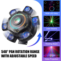 Projecteur de scène mobile à 6 bras LED RGBW, faisceau laser DMX512, effet wash, activé par le son, pour discothèque, club, fête, mariage, DJ, éclairage de boîte de nuit