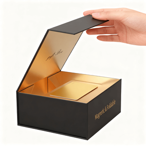 Custom Wholesale Luxury <b>Black</b> Embossed Matt Lamination <b>Gift</b> Box Foldable Magnetic Rigid Closure Paper <b>Boxes</b> - Product Image 2