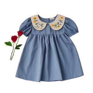 Offre Spéciale enfants fille vêtements manches courtes <span class=keywords><strong>col</strong></span> <span class=keywords><strong>claudine</strong></span> robe, fille d'été Vintage robe broderie personnalisée - Product Image 4