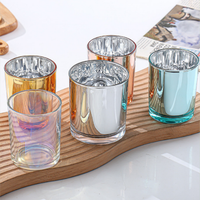 Pot à bougie en verre rond vide personnalisé, couleur or rose ou argent, avec couvercle en métal ou en bois, 7oz 10oz
