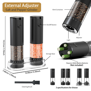 Özel Tasarım Cliton Kelitong Pille Çalışan Harici Ayarlanabilir Baharat Değirmeni Tuz Karabiber Değirmeni Elektrikli Tuz ve Karabiber Öğütücü Seti - Product Image 2